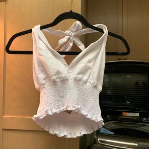 White halter top with tie.